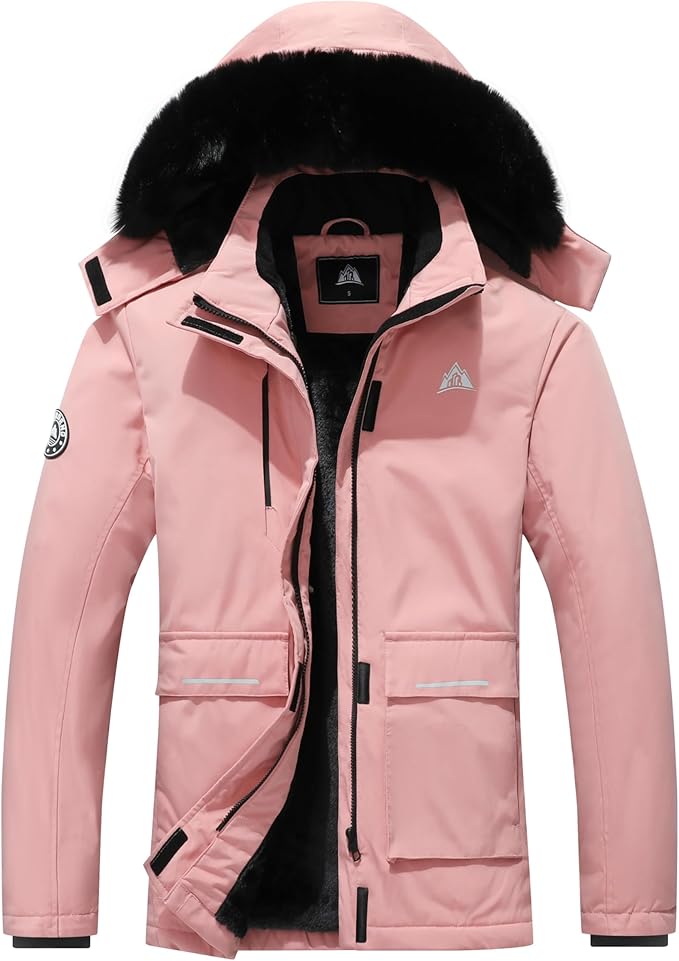 MOERDENG Women's Waterproof Winter Snow Coat Windproof Ski Jacket Hooded Snowboarding Jackets
